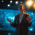Cómo preparar una presentación impactante para eventos - a woman is speaking on stage 2026 03 25 05 36 37 utc